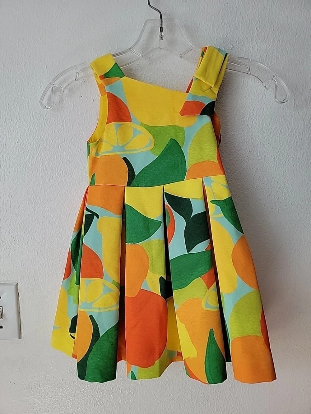 Abel And Lula Colorful Citrus Print Girls Sundress - Bright Yellow & Orange Sz 4
